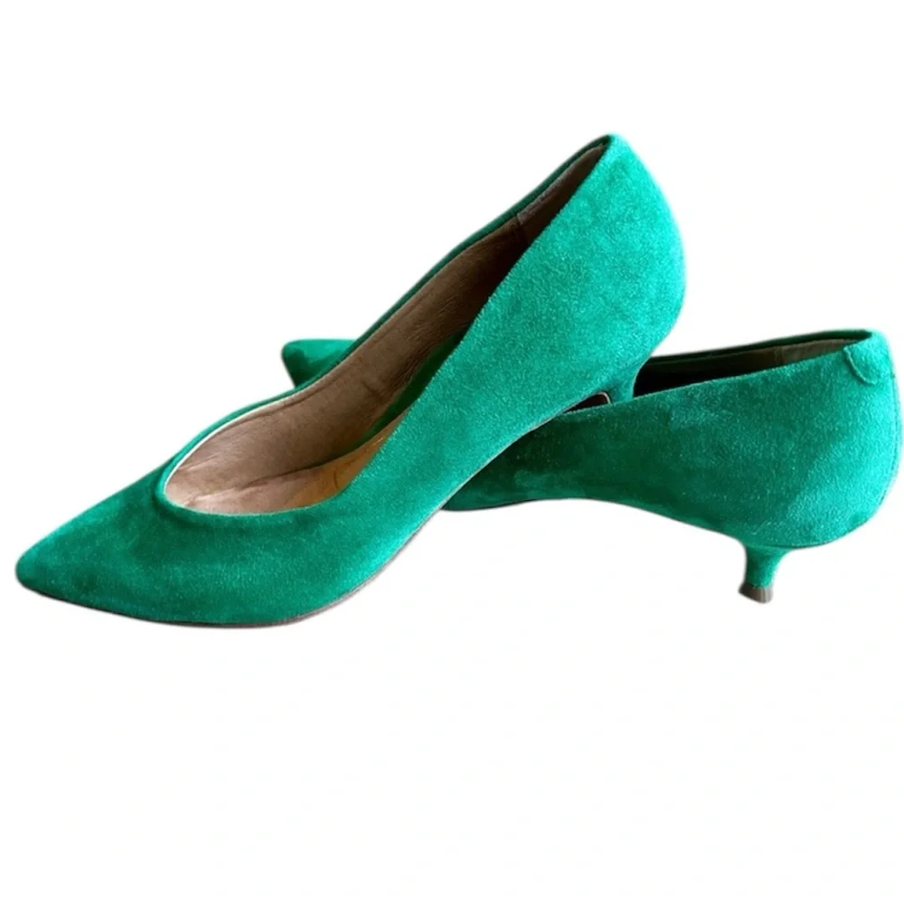 Vionic Josie Kitten Heel Emerald Suede Size 7 EUC